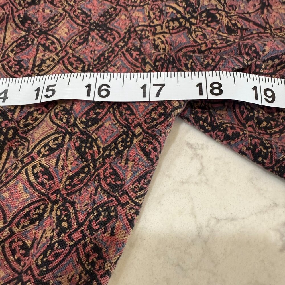 Peruvian Connection 16 Faux Wrap Knit Meraux Dress BoHo Print V-Neck 3/4 Sleeve - Picture 11 of 15